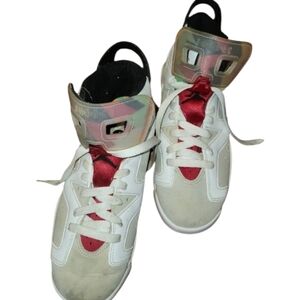 Nike Air Jordan 6 Retro GS 'Hare' 384665-062 | Youth Size 5Y  White/Red/Green